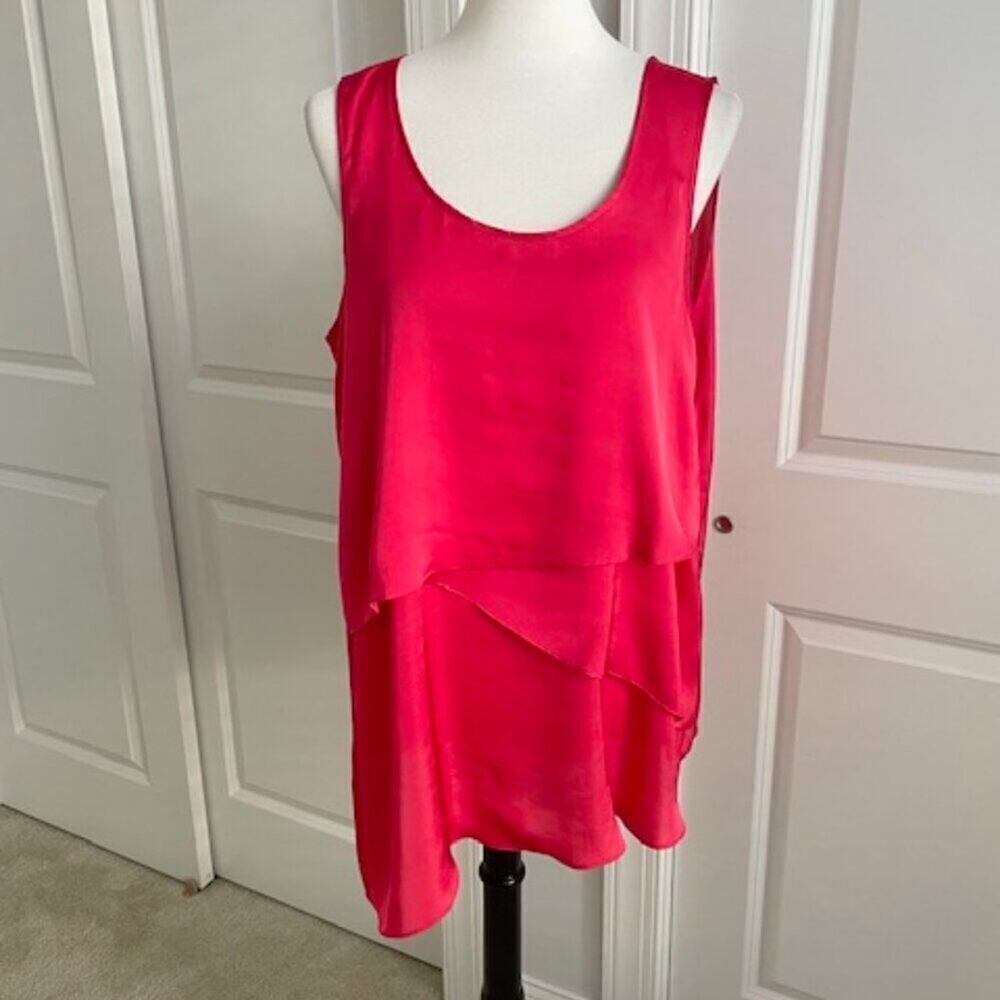 Adrianna Papell Pink Long Layered Tunic Top Size Large